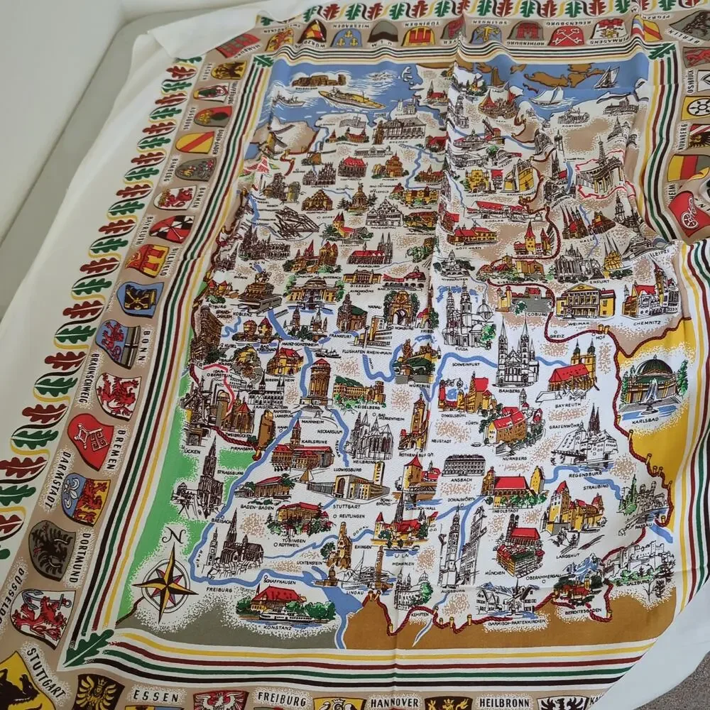 RARE‎ LOT Vintage Tablecloths Napkins Scandinavia Germany Dutch Maps 60s 70s EUC